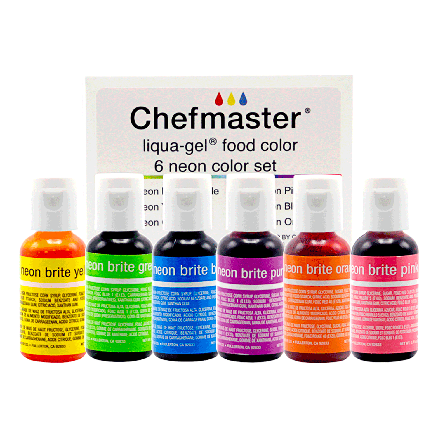 Chefmaster Liqua-gel Food Coloring (12 Pack) 20ml Liquid Gel Food